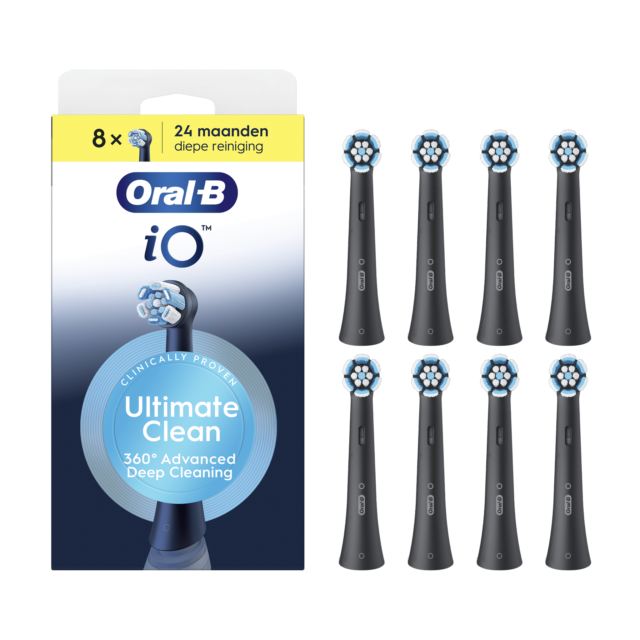Oral-B iO Ultimate Clean Opzetborstels Zwart 8 Stuks