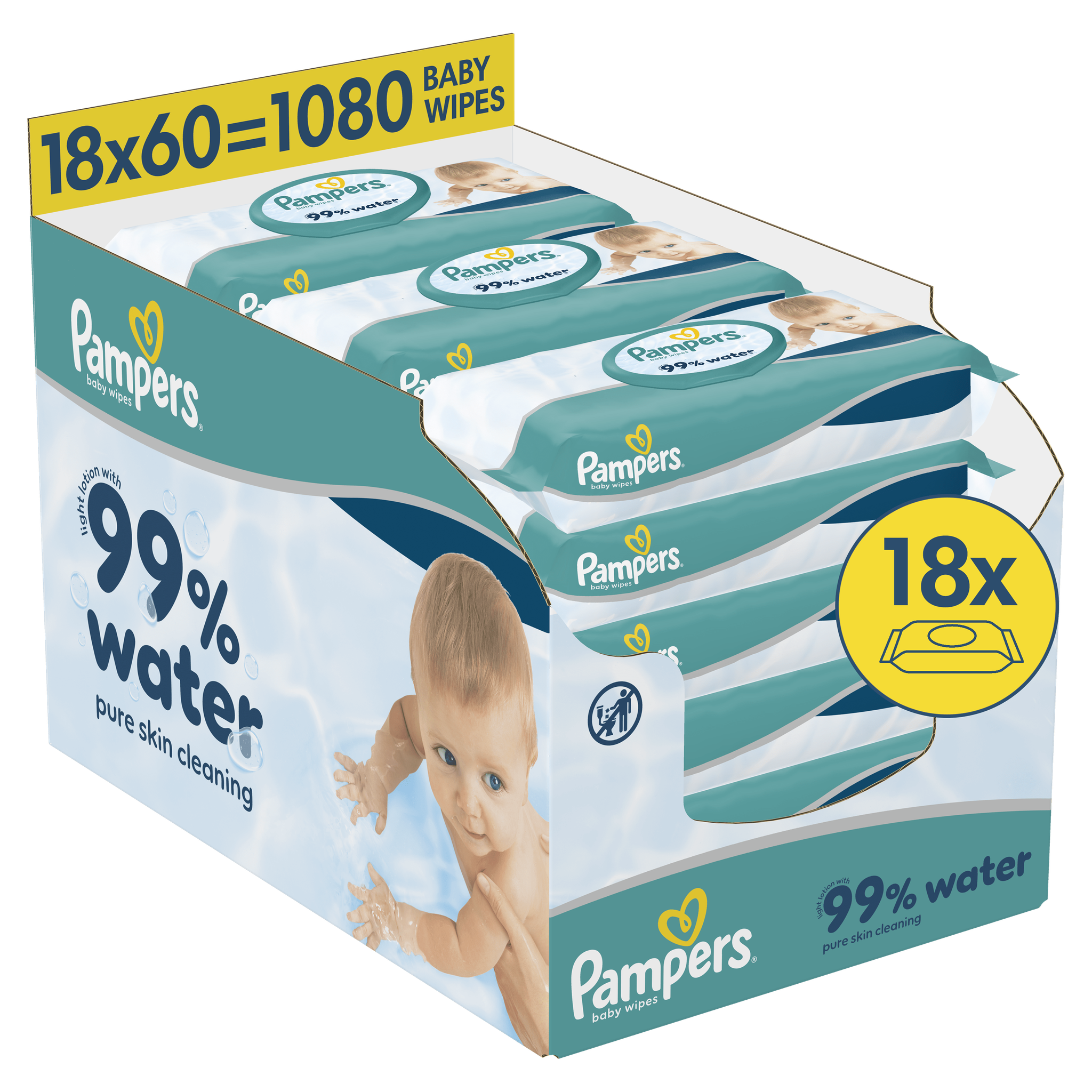Pampers 99% Water Billendoekjes 18x60 stuks