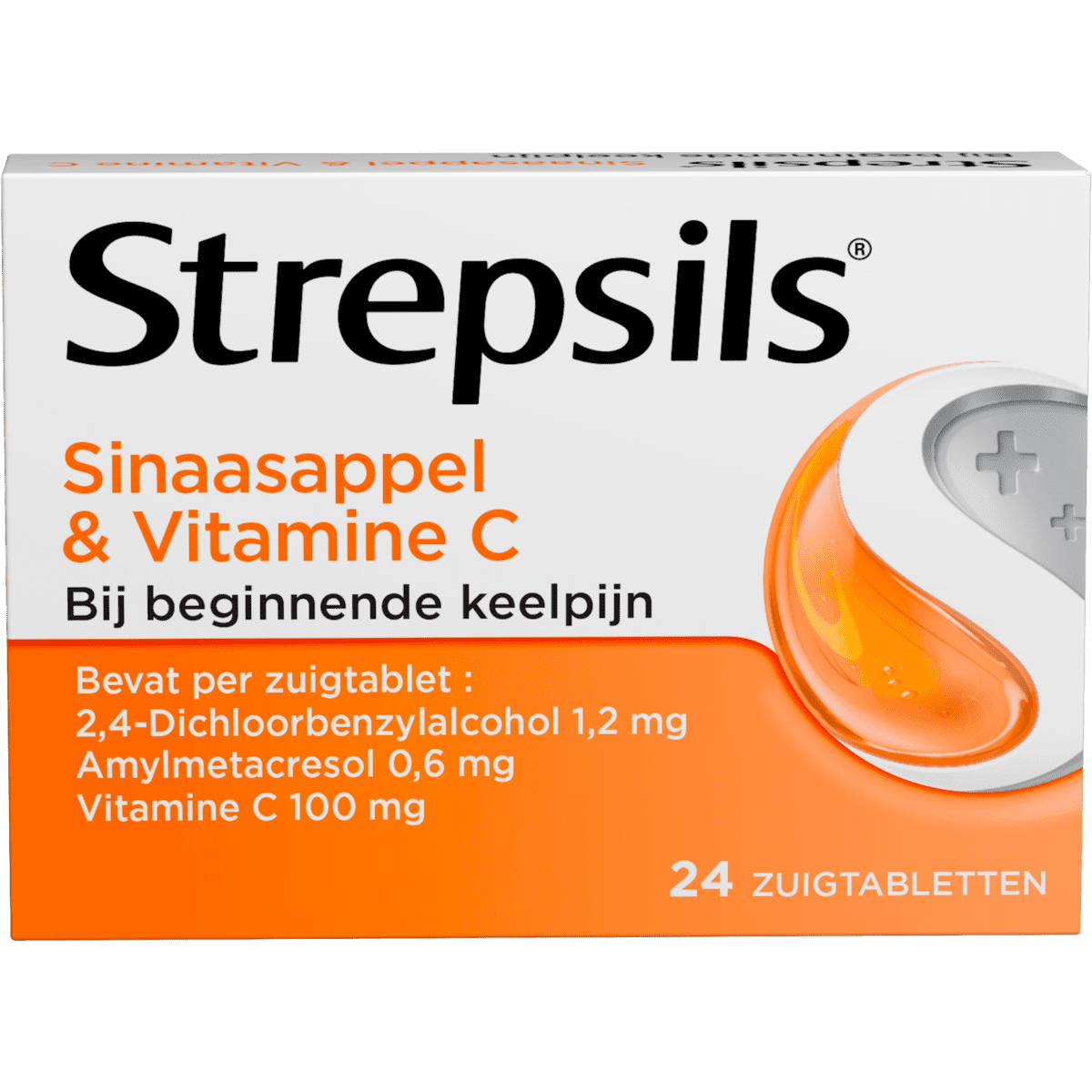 Strepsils Sinaasappel & Vitamine C Zuigtabletten 24 Stuks