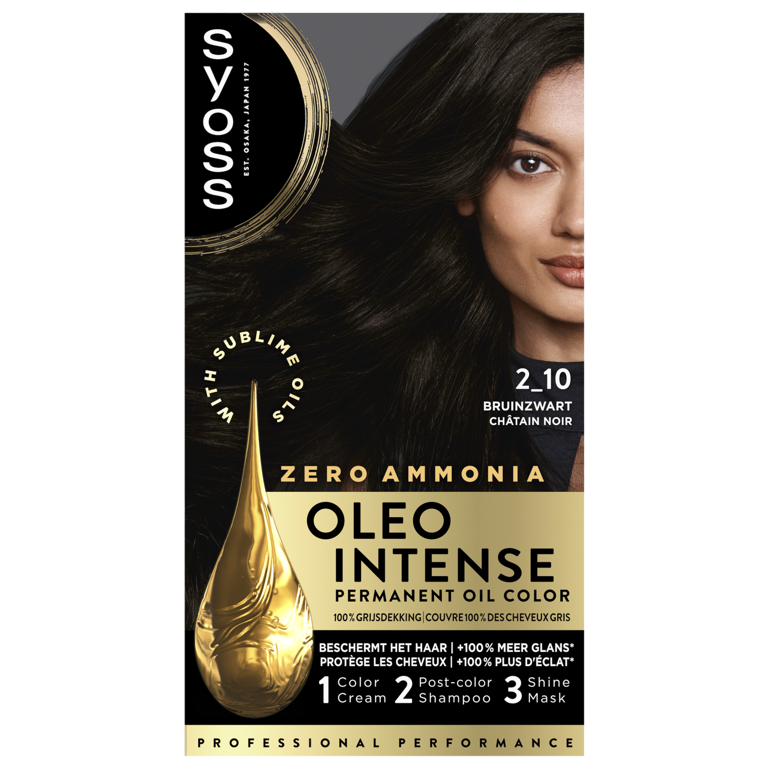 Syoss Oleo Intense Permanente Haarkleuring 2-10 Bruinzwart/Châtain Noir 115 ML
