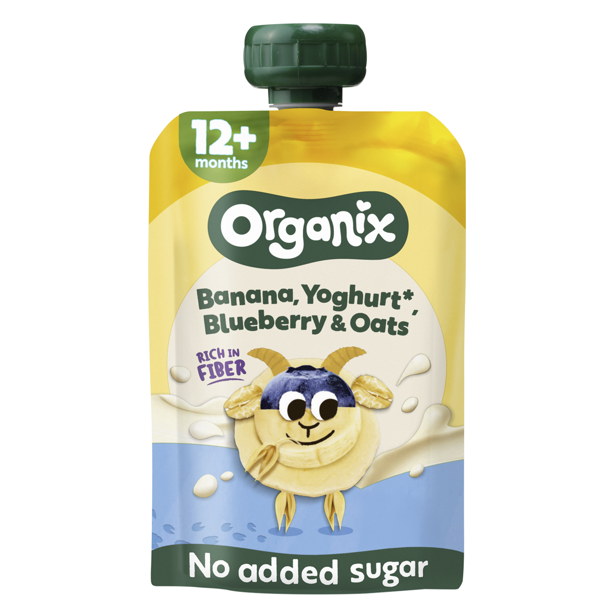 Organix Bio Knijpfruit Banaan Yoghurt Bosbes Haver 12+ Maanden 100 gram
