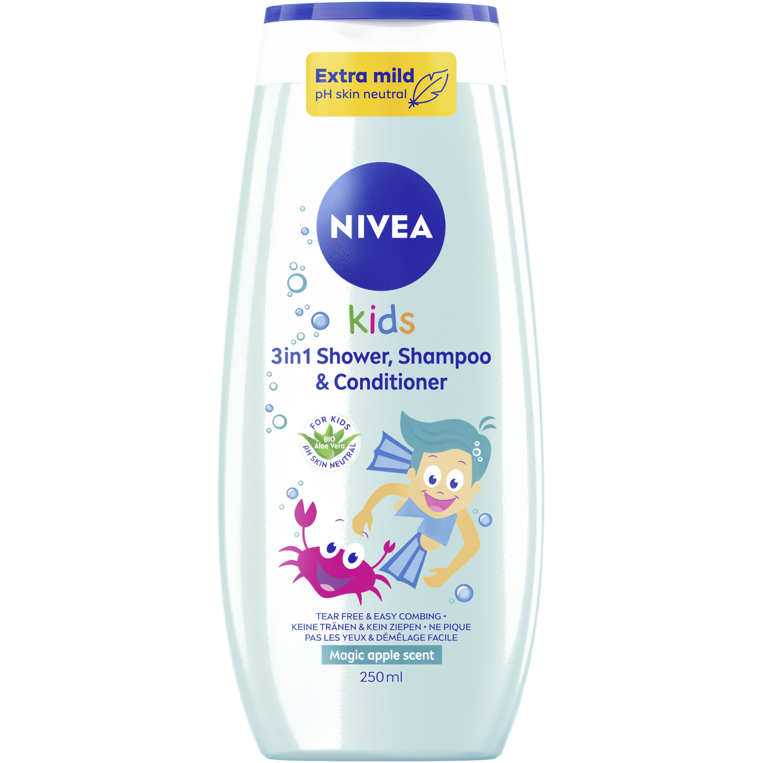 NIVEA Kids 3-in-1 Magic Apple Douche, Shampoo & Conditioner 250 ML