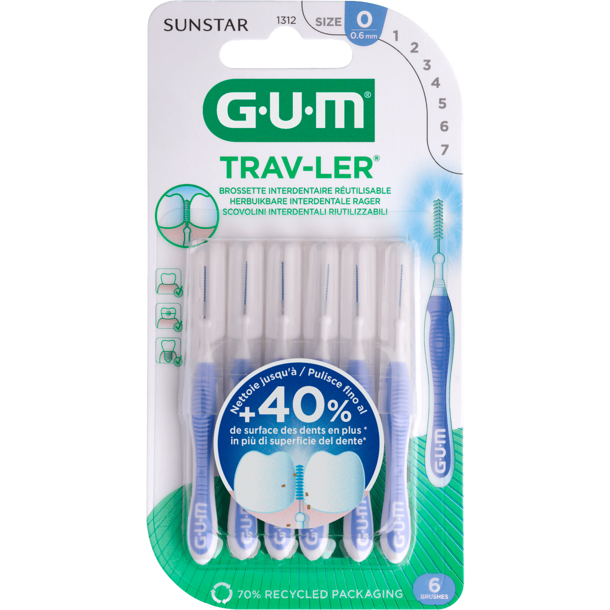 GUM® Trav-Ler Ragers Lavender 0,6 mm 6 stuks