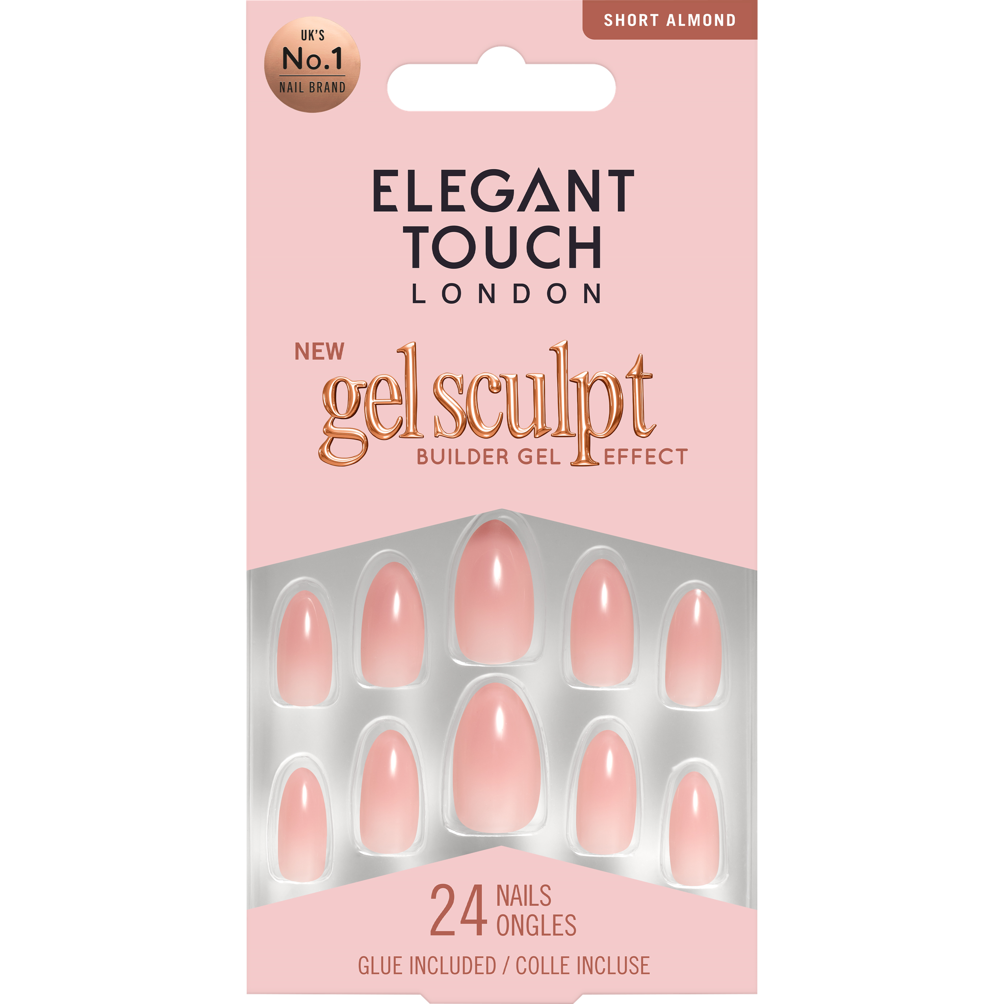 Elegant Touch Gel Sculpt Rose Latte Kunstnagels 24 stuks