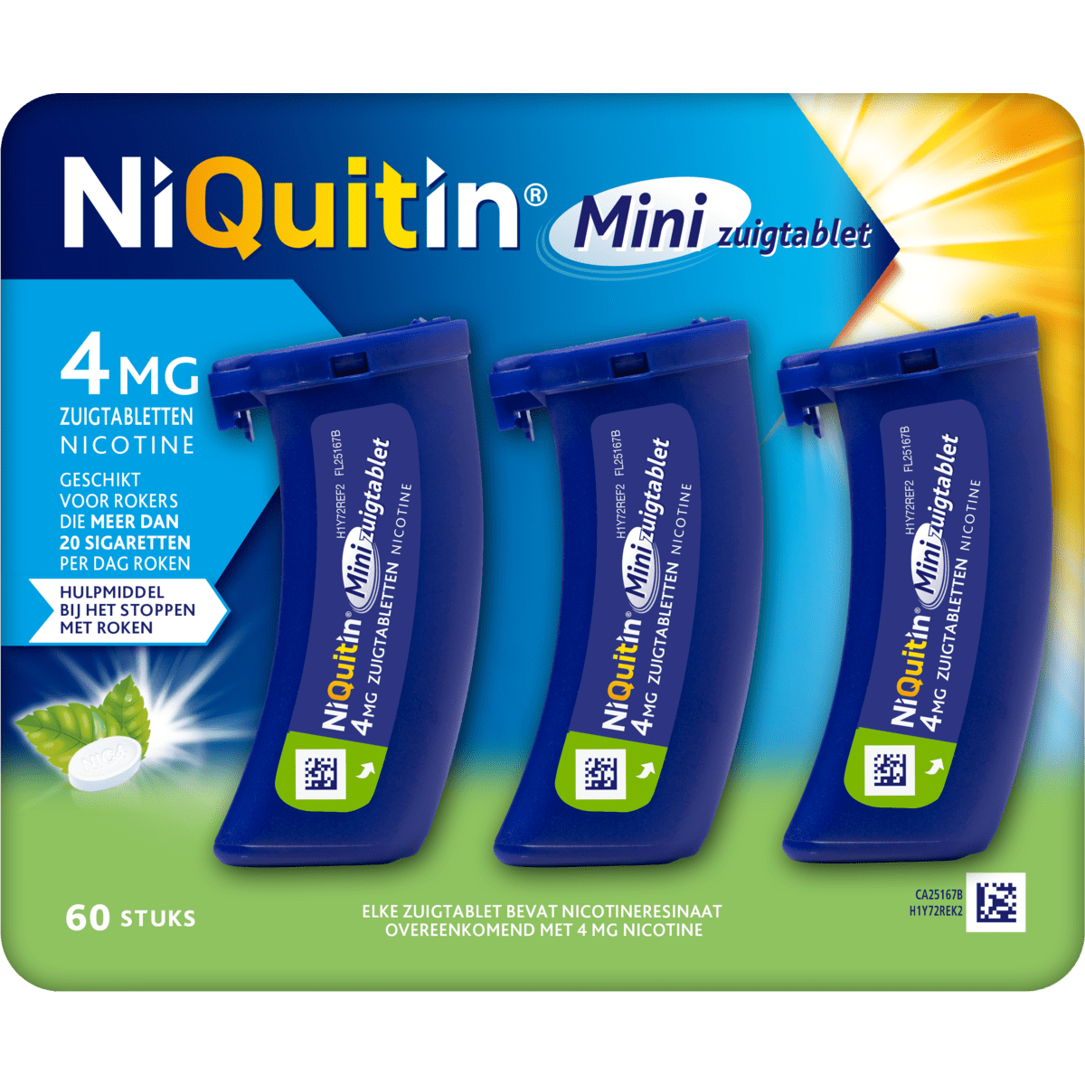 NiQuitin 4 MG Stoppen met Roken Mini Zuigtabletten 60 stuks