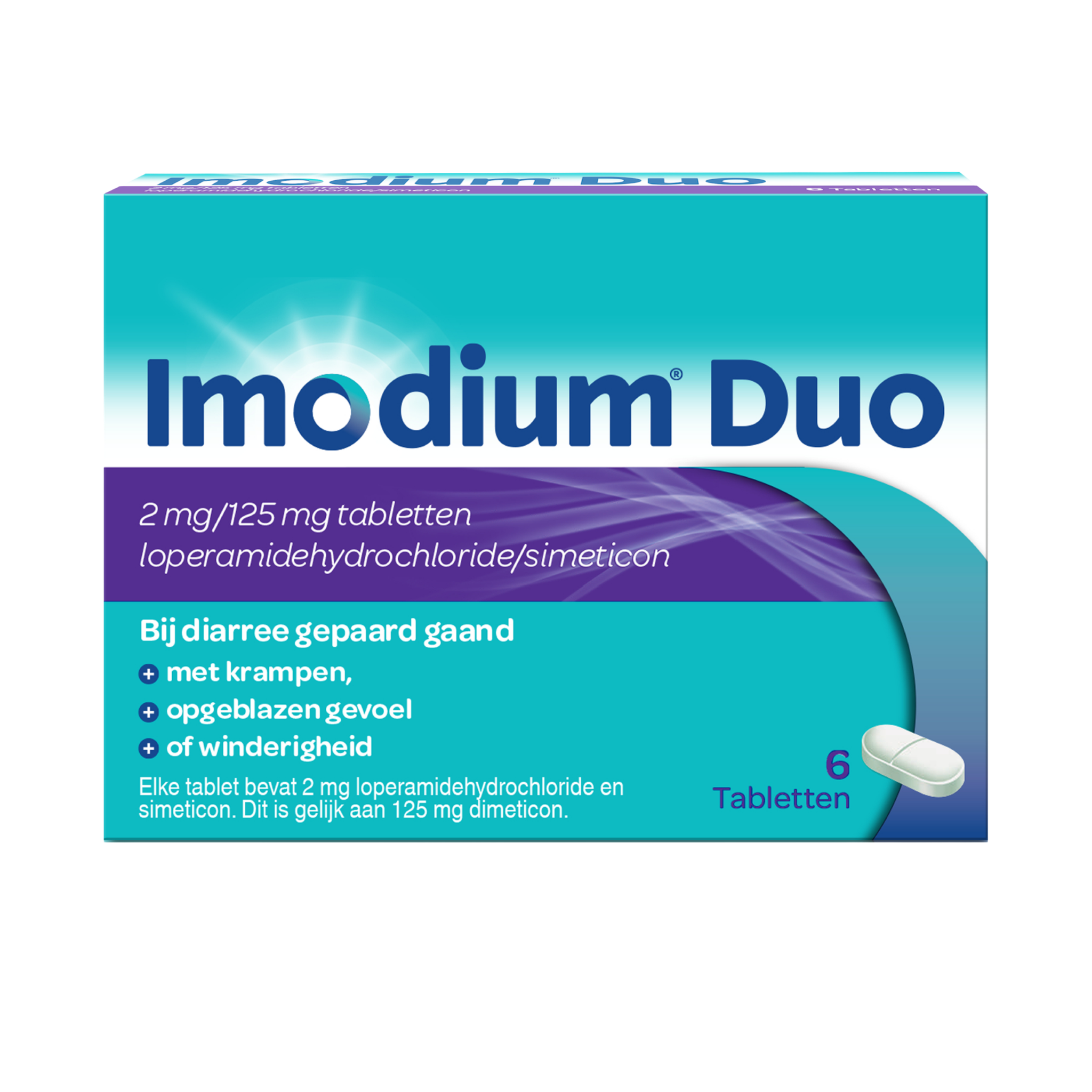 Imodium™ Duo Tabletten bij Diarree en Buikkrampen 6 stuks