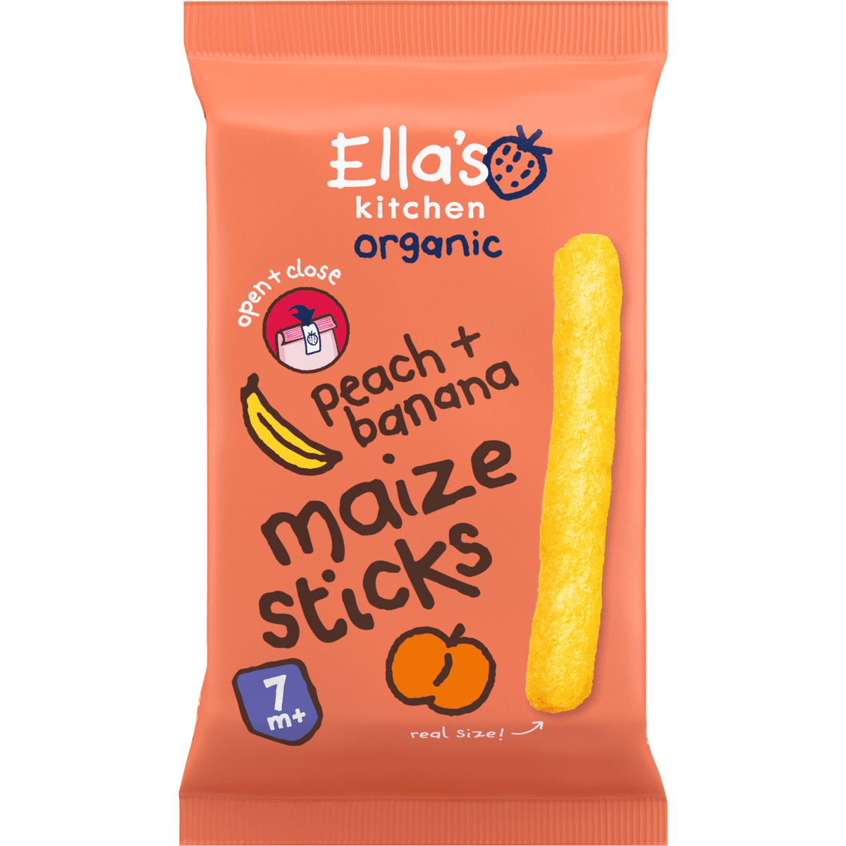 Ella's Kitchen Bio Maïssticks Perzik Banaan 7+ Maanden 17 gram