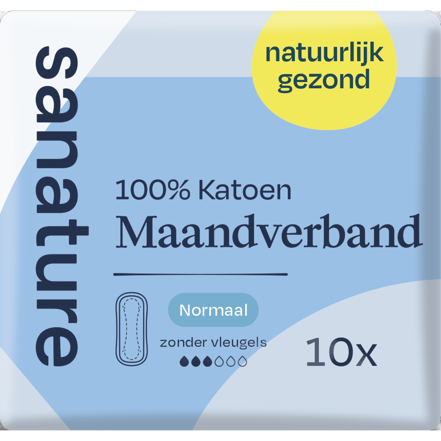 Sanature 100% Katoenen Maandverband Ultra Normaal Zonder Vleugels 10 stuks