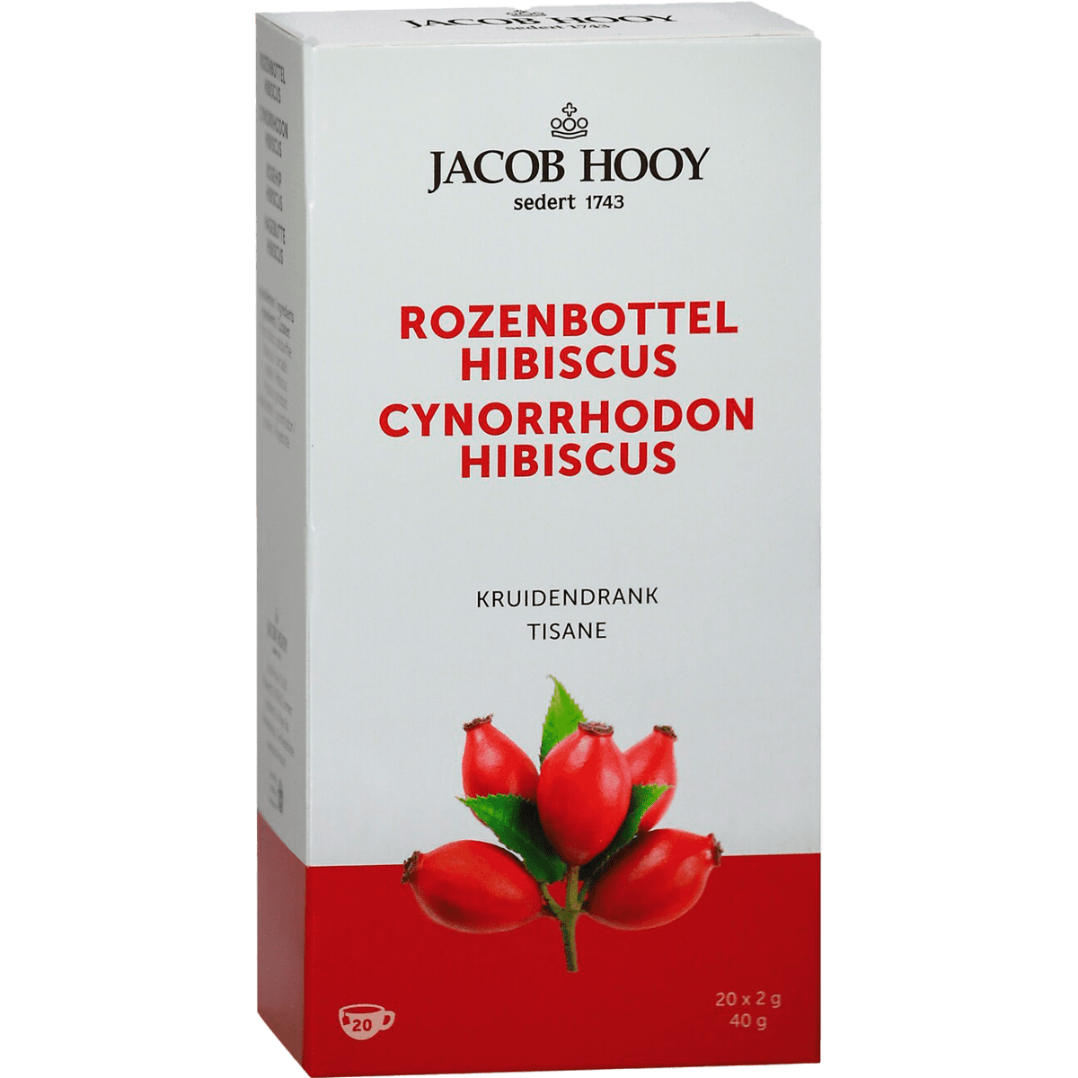 Jacob Hooy Theezakjes Rozenbottel Hibiscus 20 stuks