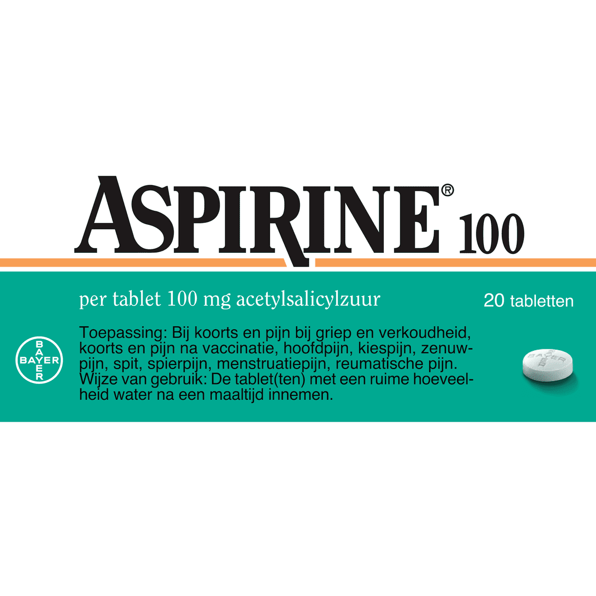 Aspirine 100 MG Helpt Bij Pijn Tabletten 20 stuks