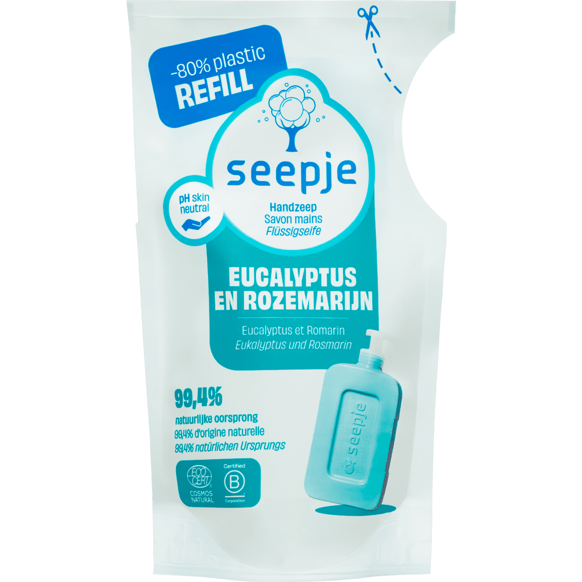 Seepje Eucalyptus & Rozemarijn Handzeep Navulling 300 ML