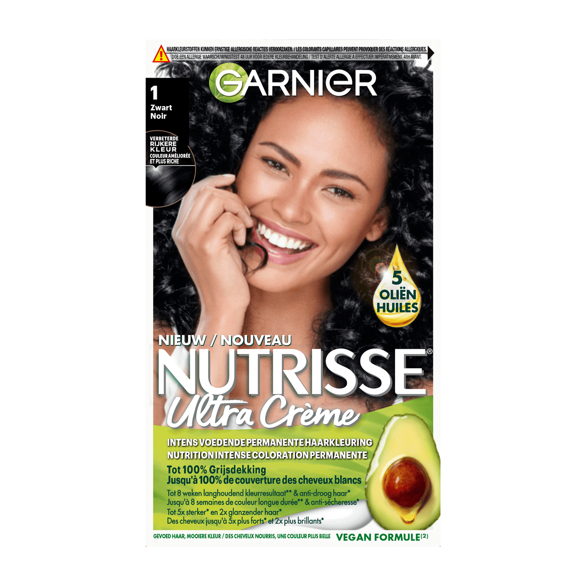 Garnier Nutrisse Crème Permanente Haarverf 1 Zwart