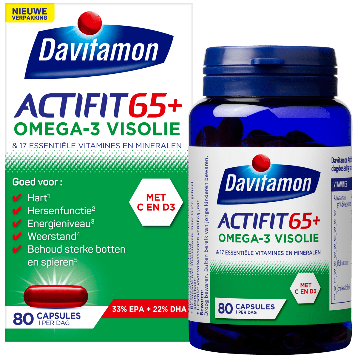 Davitamon Actifit 65+ Omega-3 Visolie Capsules 80 stuks