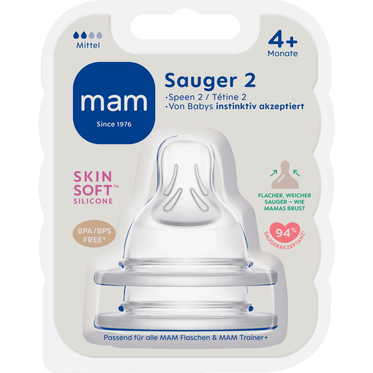 MAM Flesspeen Maat 2 4+ Maanden 2 stuks