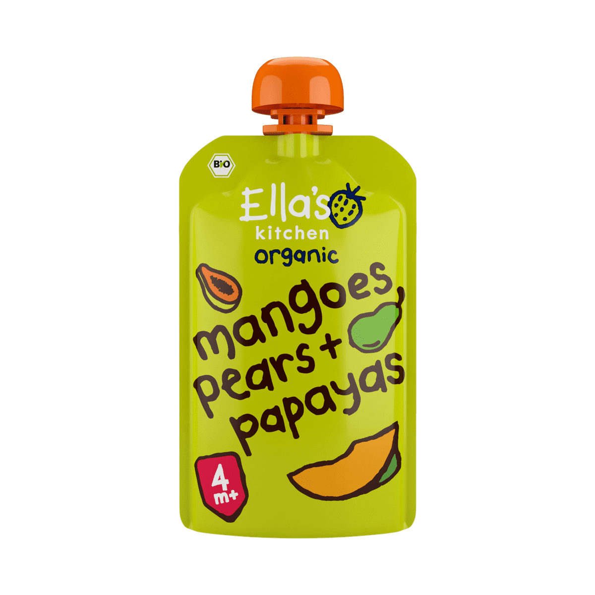 Ella's Kitchen Bio Knijpfruit Mango Peer Papaya 4+ Maanden 120 gram