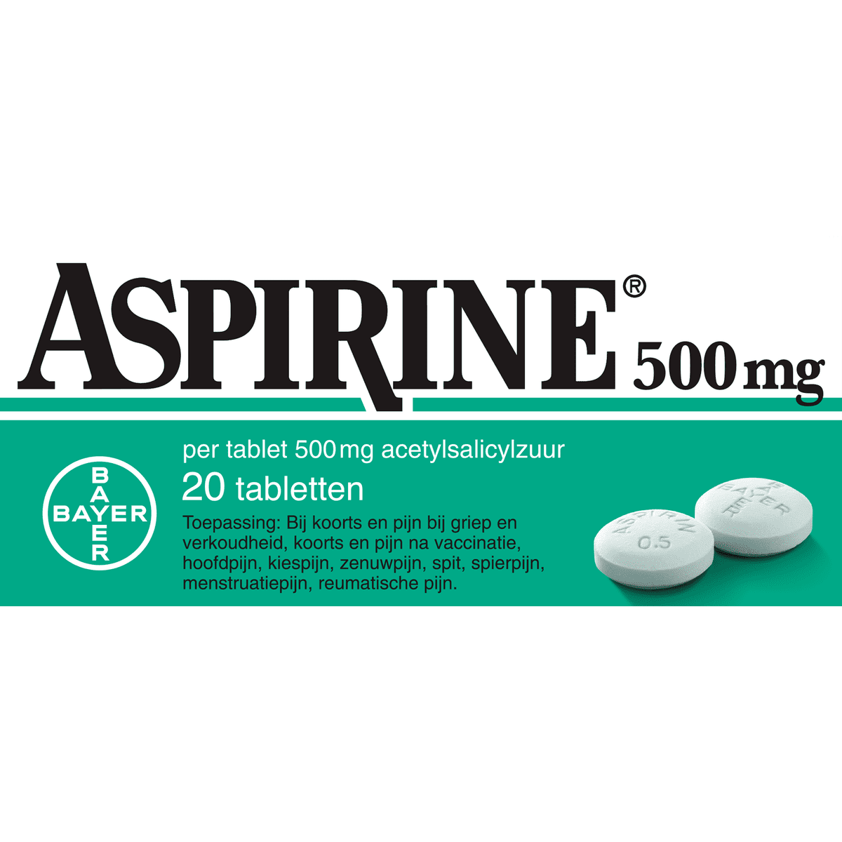 Aspirine 500 mg helpt bij pijn 20 tabletten 20 EA Etos