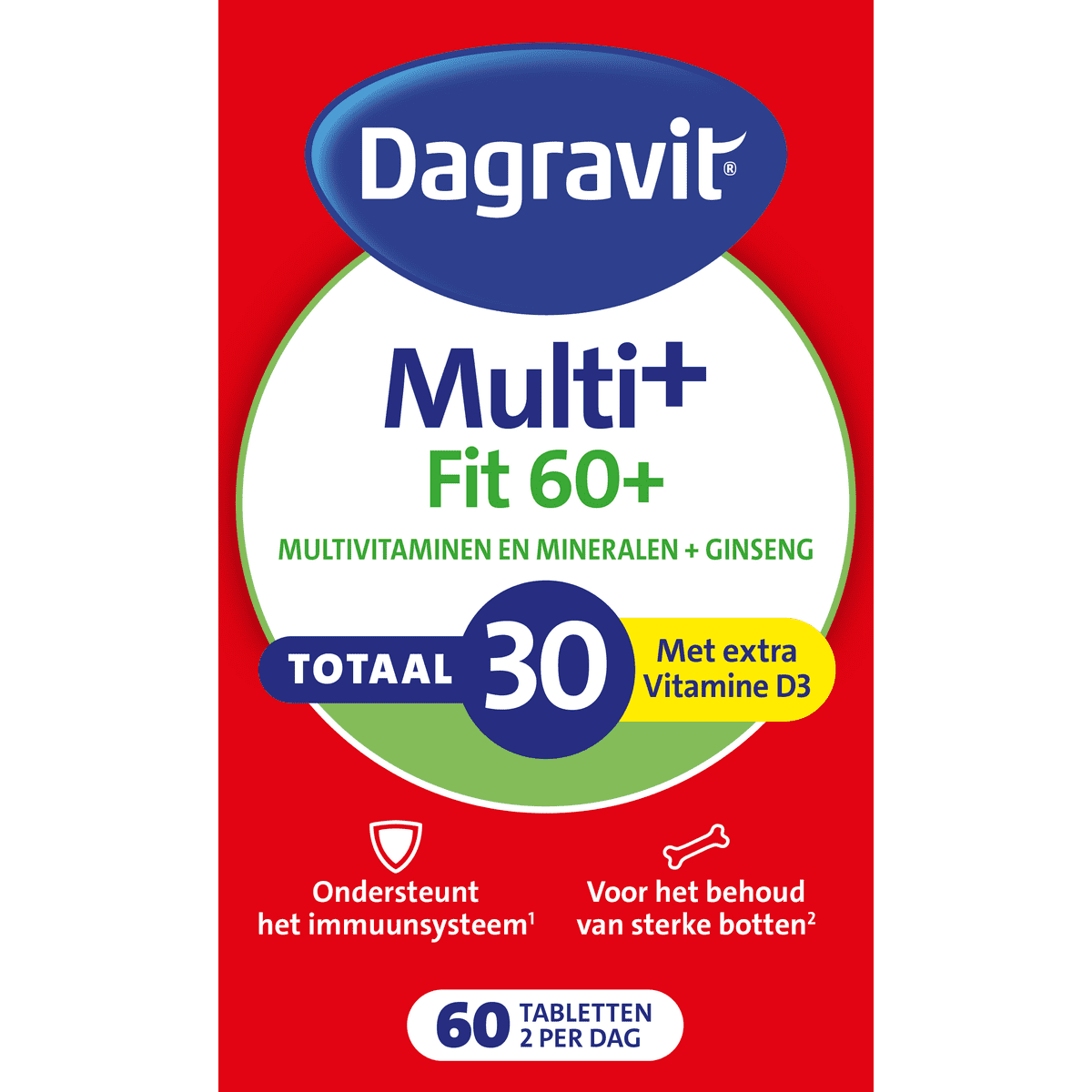 Dagravit Multivitaminen Fit 60+ Totaal 30 Vitamine D3 Tabletten 60 stuks