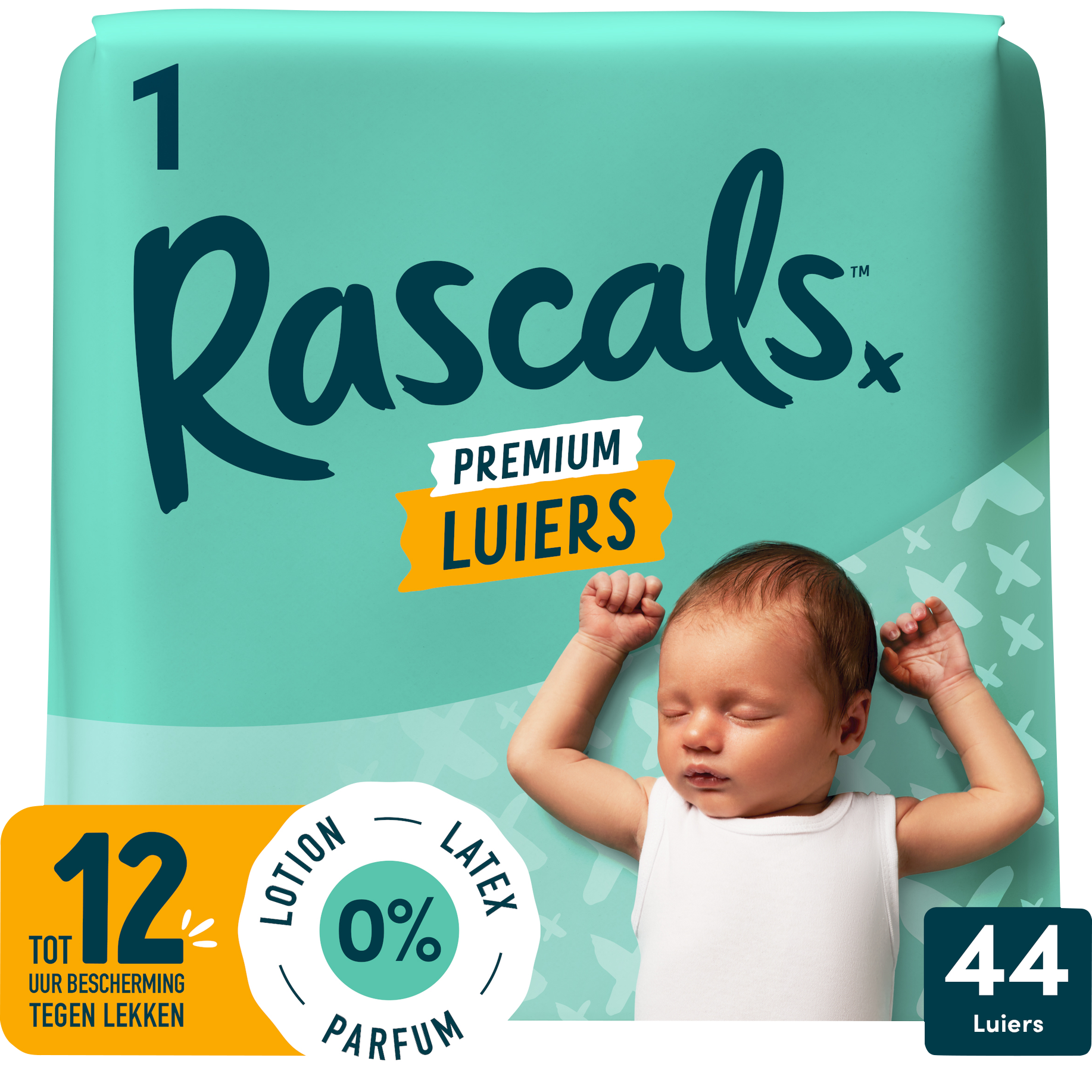 Rascals Premium Luiers Maat 1 3-5 KG 44 stuks