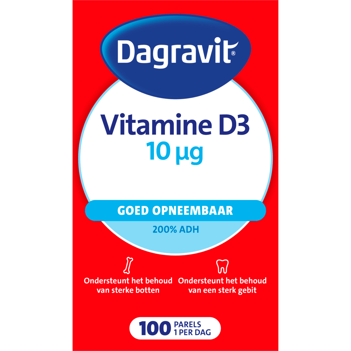 Dagravit Vitamine D3 10 μg Parels 100 stuks