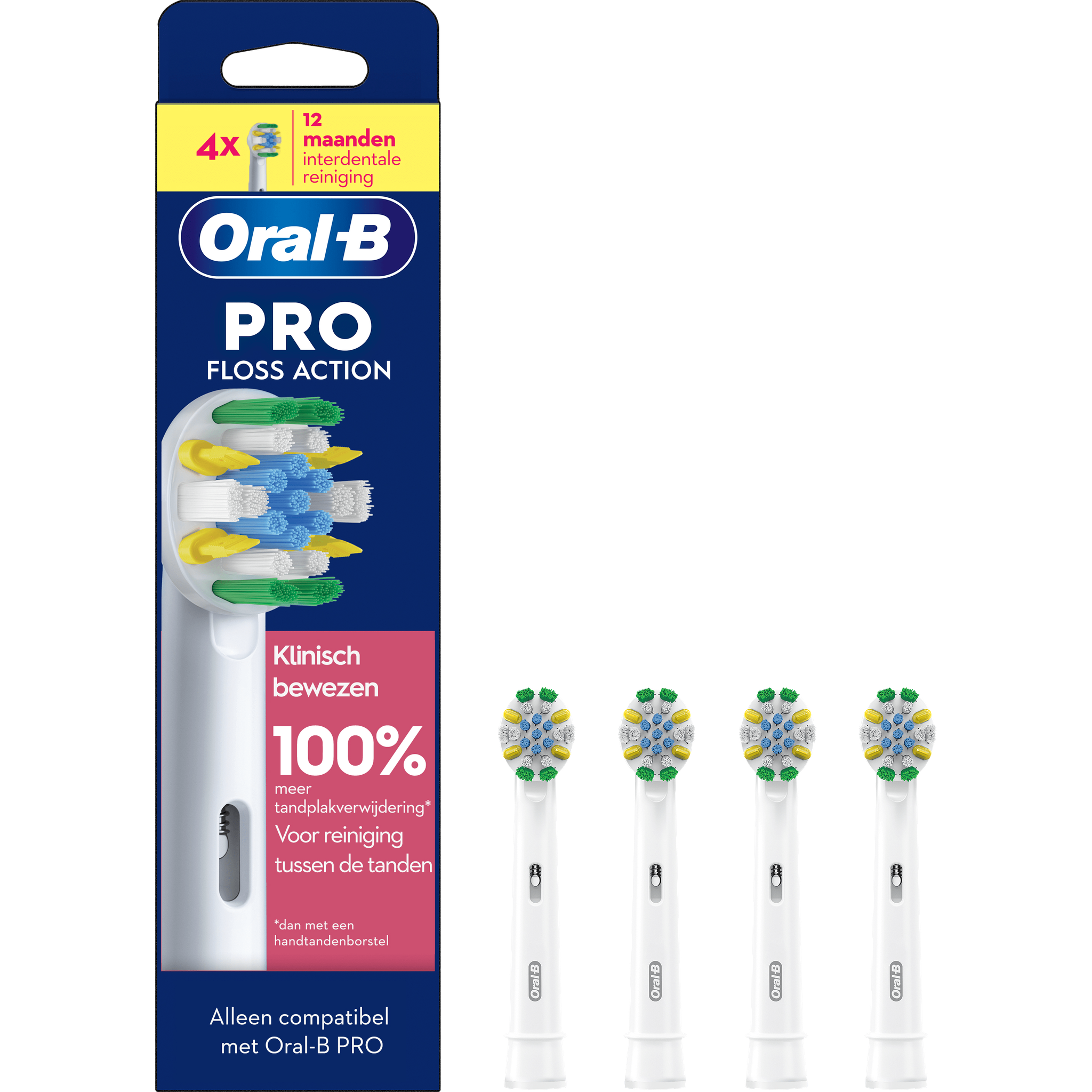 Oral-B Floss Action Opzetborstels Wit 4 Stuks