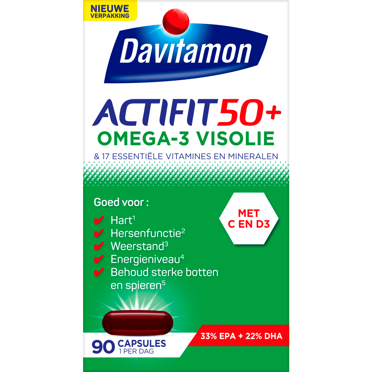 Davitamon Actifit 50+ Omega-3 Visolie Capsules 90 stuks