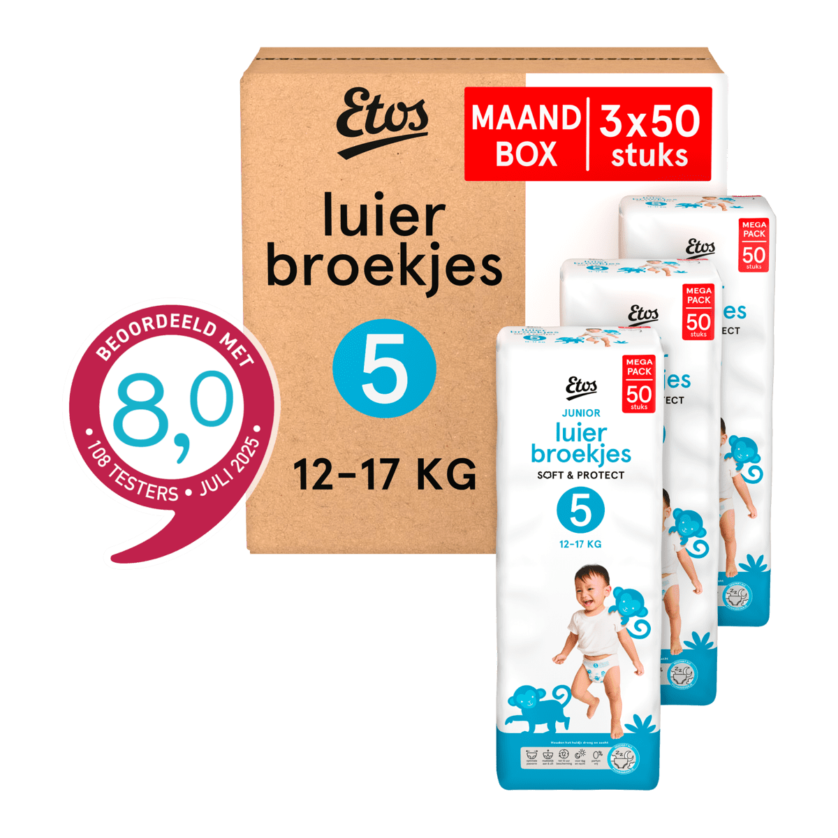 Eco by Naty luierbroekjes, hypoallergeen, zonder chemicaliën, zeer absorberend en milieuvriendelijk, voor jongens en meisjes (maat 5-80 stuks