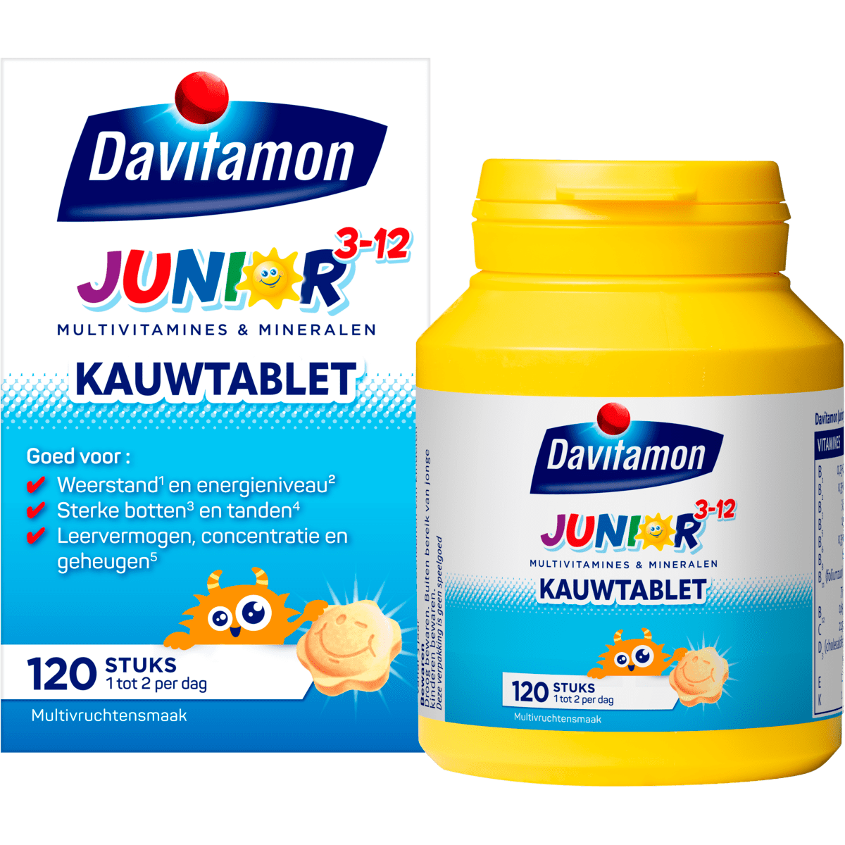 Davitamon Junior 3+ Kauwvitamines Multifruit 120 stuks
