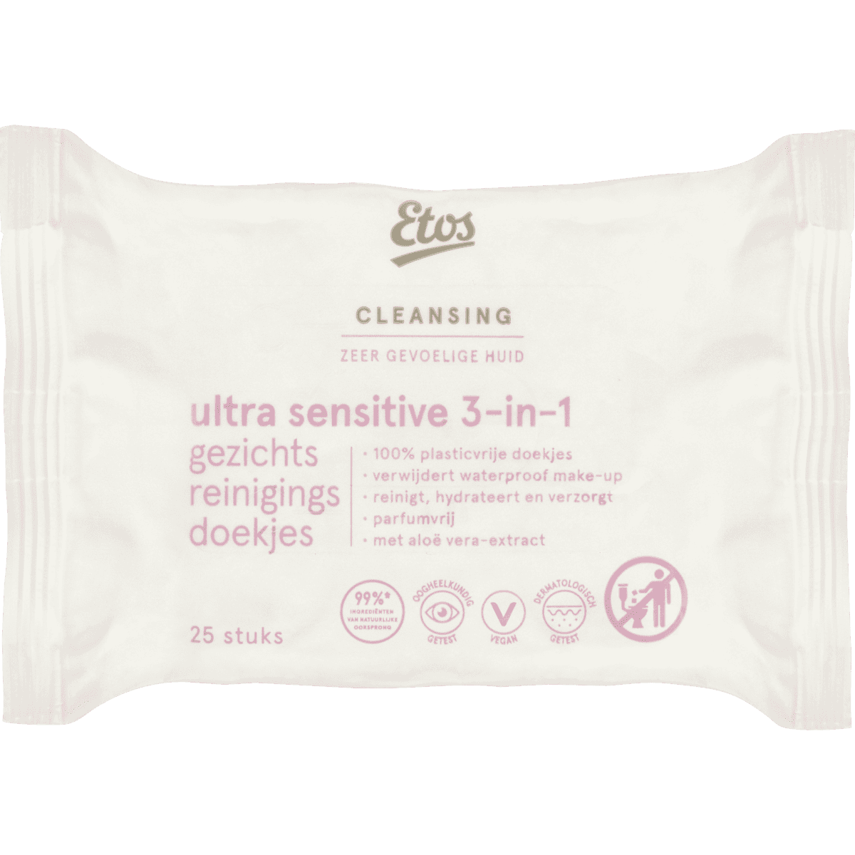 Etos Ultra Sensitive 3-in-1 Face Cleansing Wipes 25 stuks