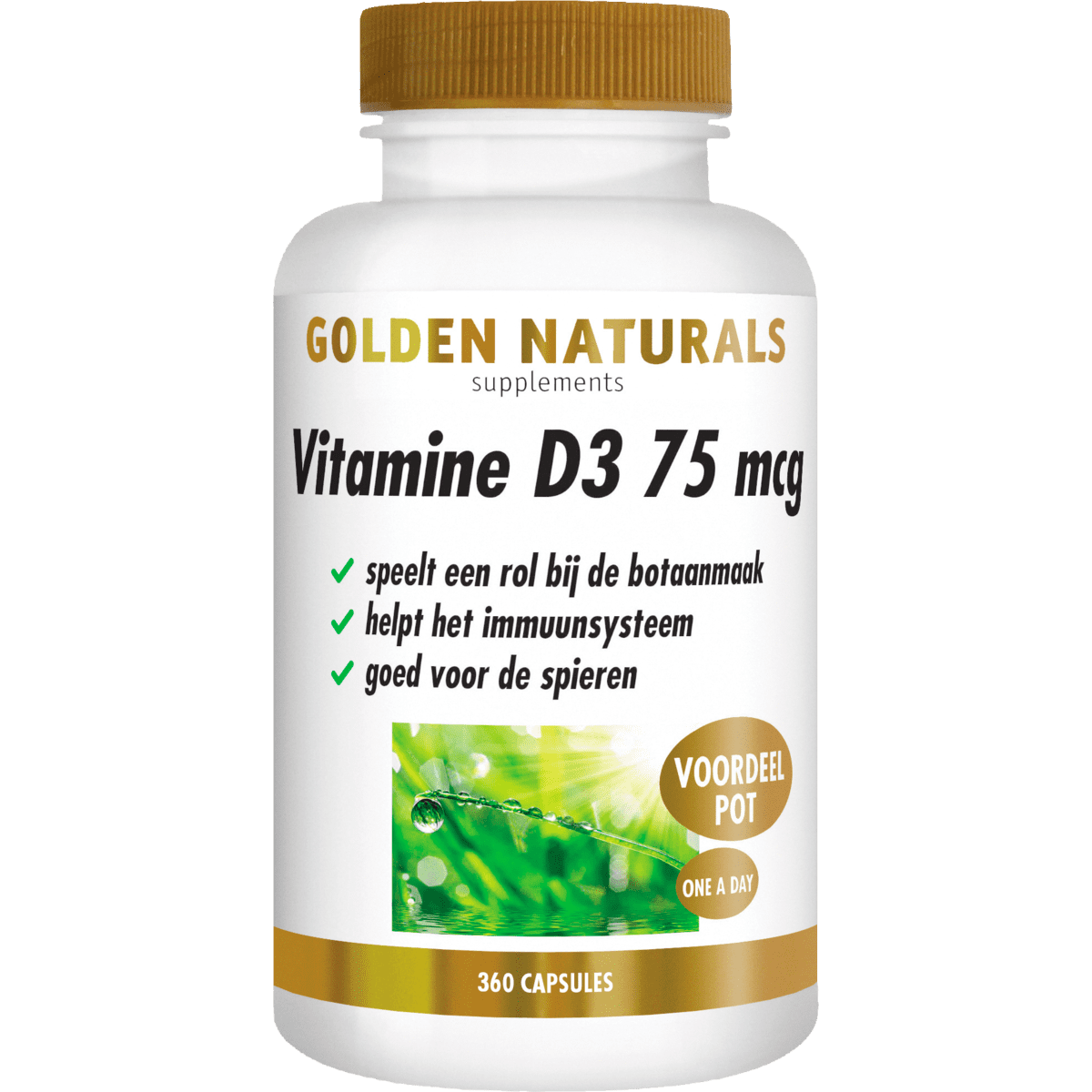 Golden Naturals Vitamine D3 75 MCG Softgel Capsules 360 stuks