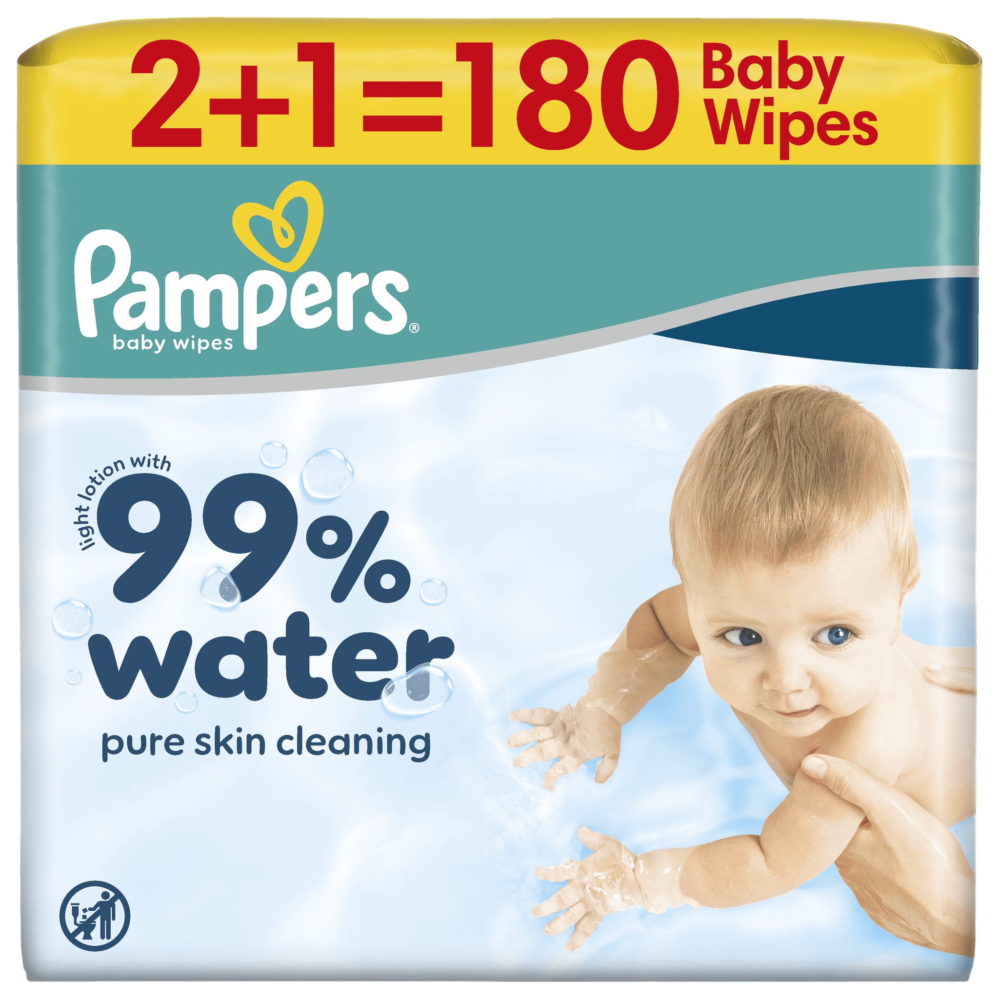 Pampers 99% Water Billendoekjes 3x60 stuks