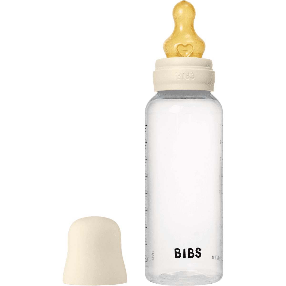BIBS Babyfles Medium Flow Latex Ivory incl. opvouwbaar trechtertje 270 ML