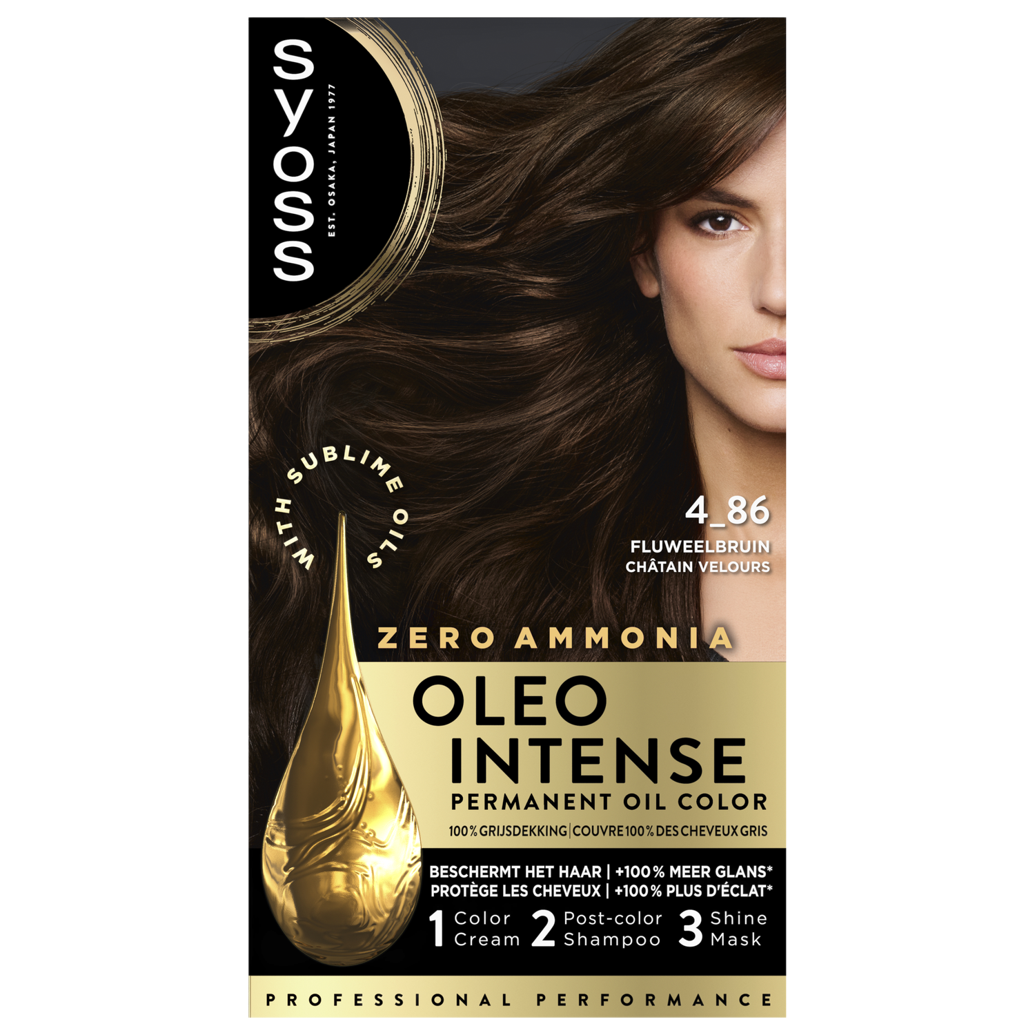 Syoss Oleo Intense Permanente Haarkleuring 4-86 Fluweelbruin/Châtain Velours 115 ML