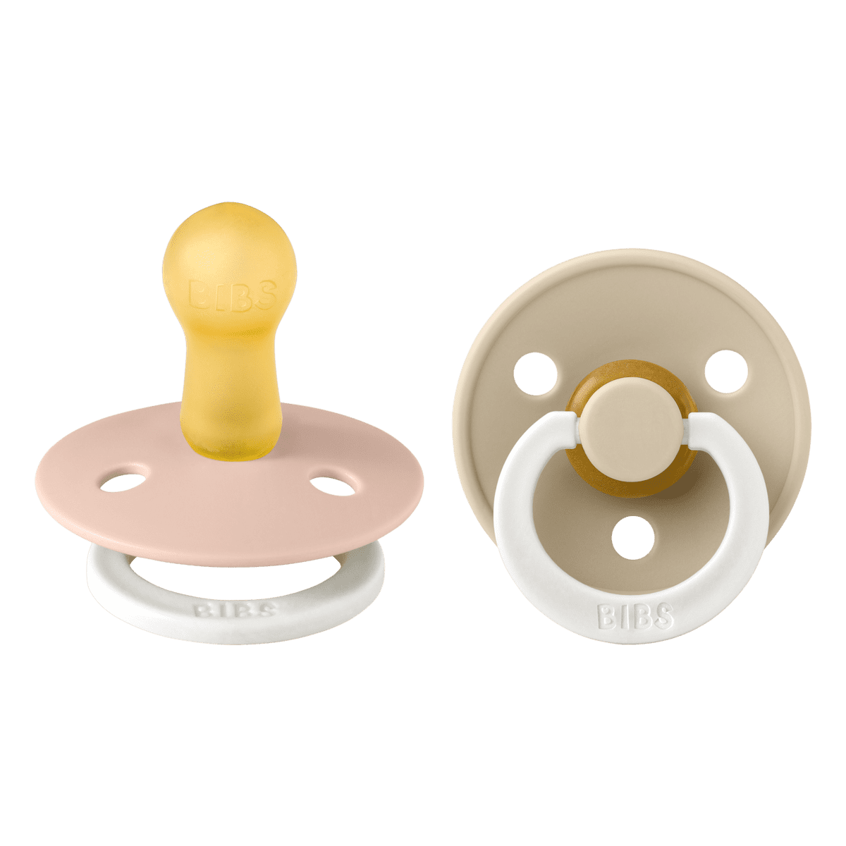 BIBS Glow In The Dark Fopspeen Rond Latex Maat 2 Blush/Vanilla 2 stuks
