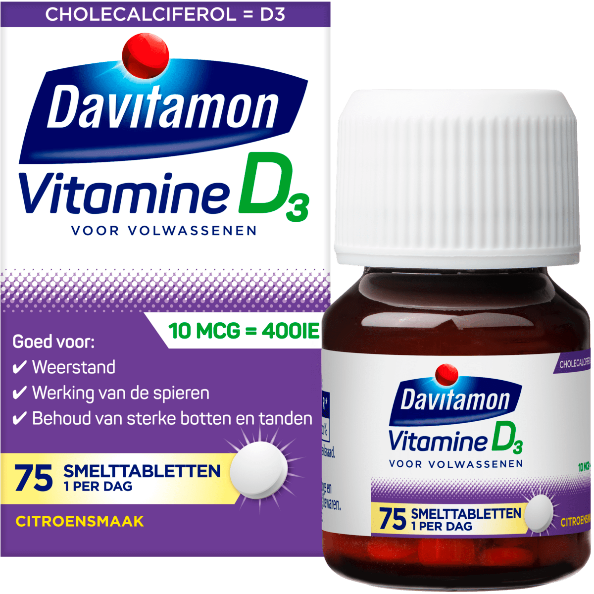 Davitamon Vitamine D Citroensmaak Smelttabletten 75 stuks