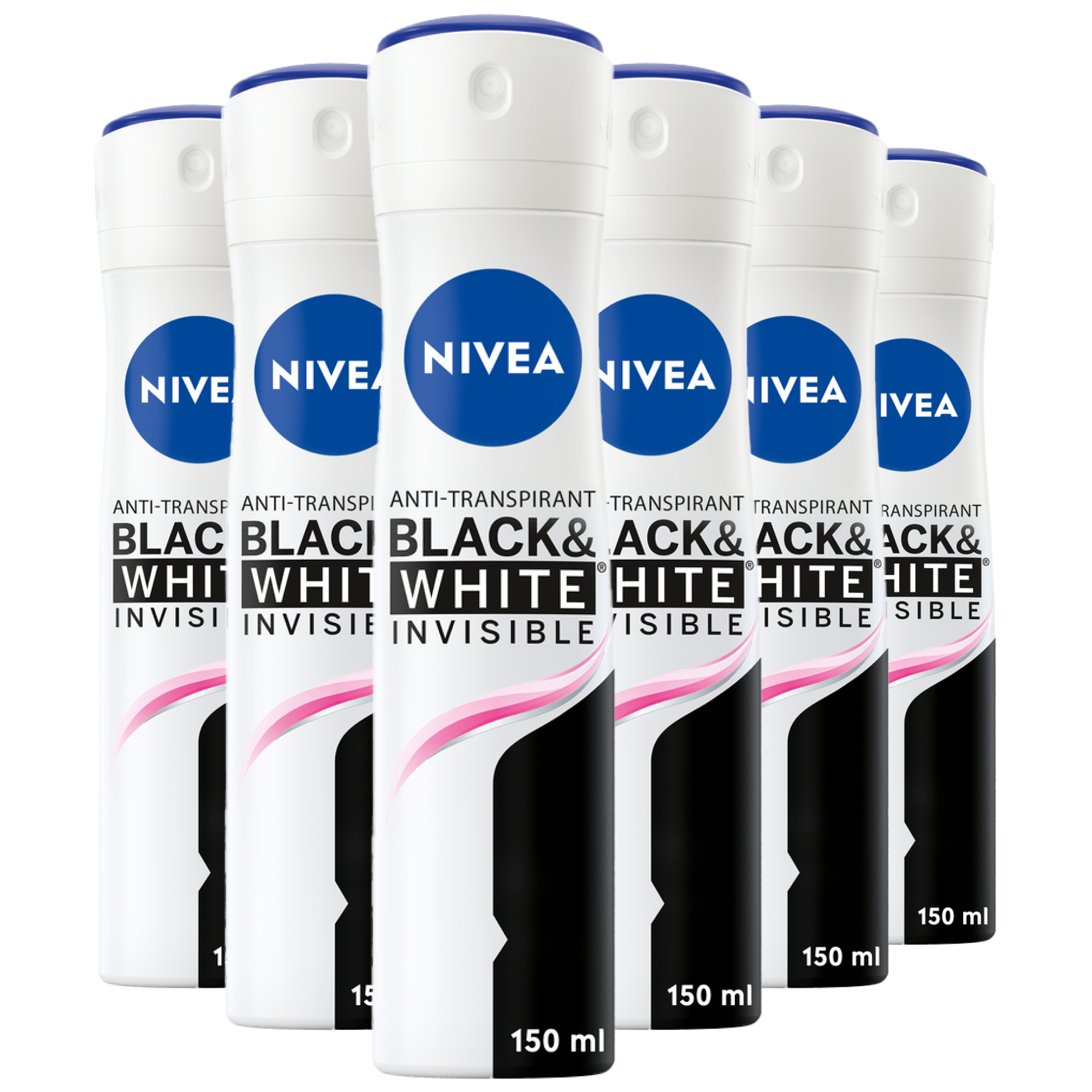 NIVEA Invisible Black & White Original Anti-Transpirant Deodorant Spray 150 ML Multipack 6 stuks