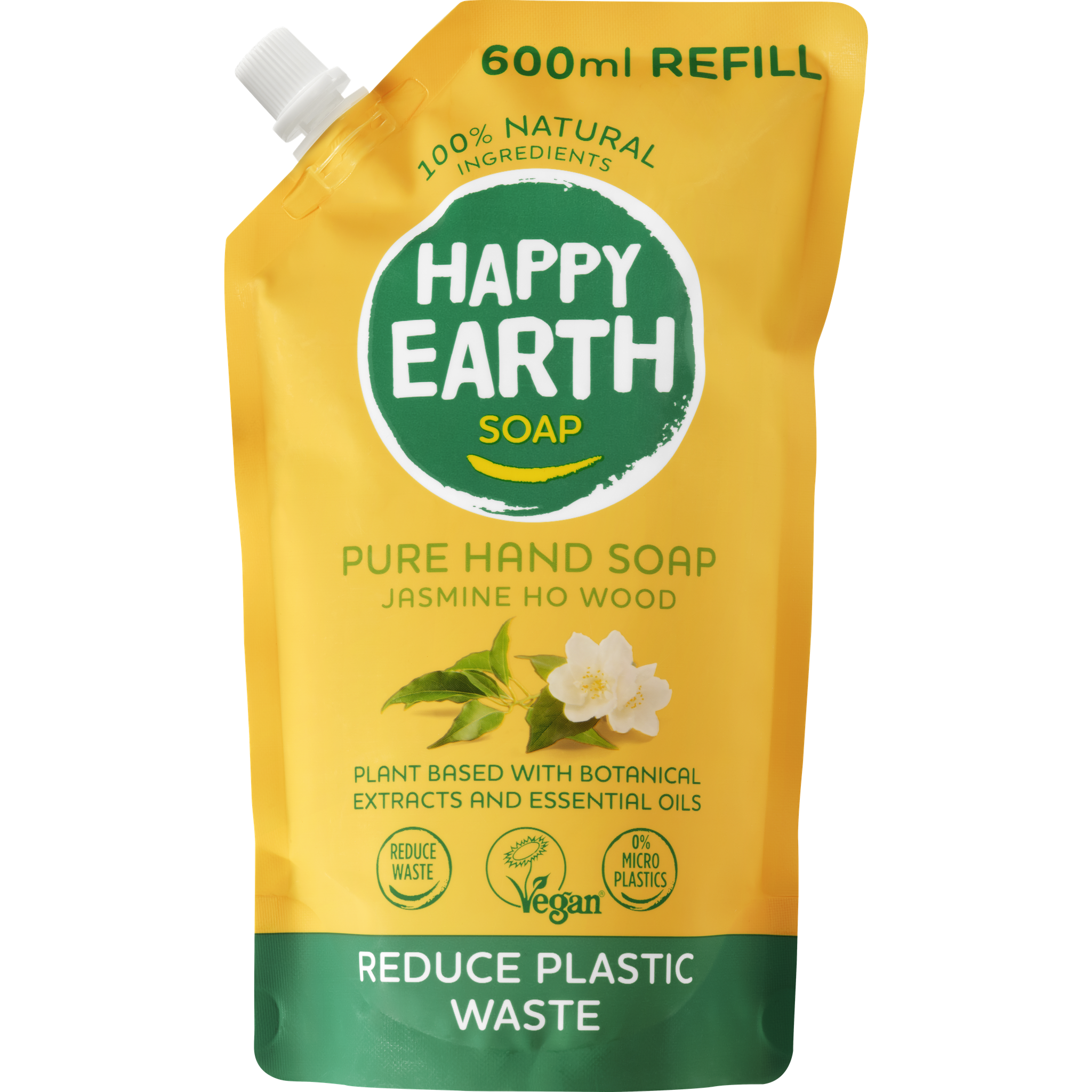 Happy Earth 100% Naturalijke Jasmine Ho Wood Handzeep Navulzak 600 ML