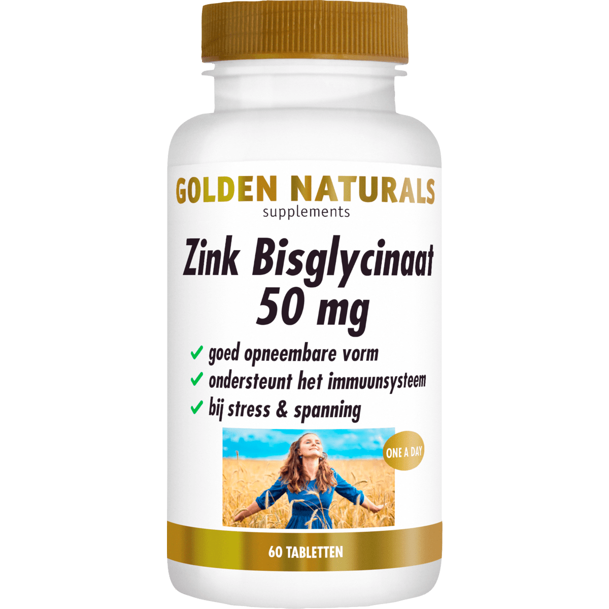 Golden Naturals Zink Bisglycinaat 50 MG Tabletten 60 stuks