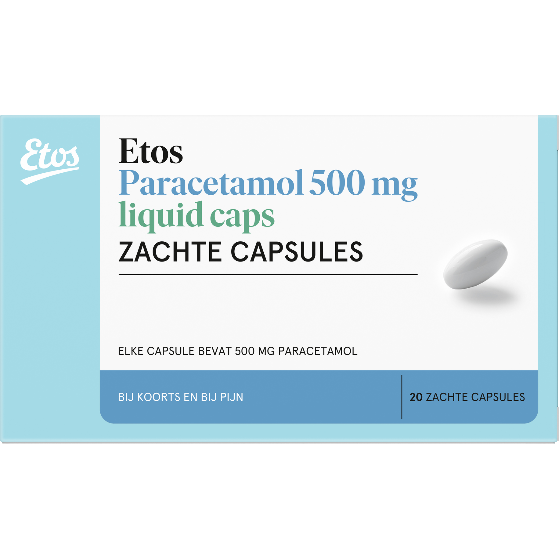Etos Paracetamol 500 MG Liquid Caps Zachte Capsules 20 stuks