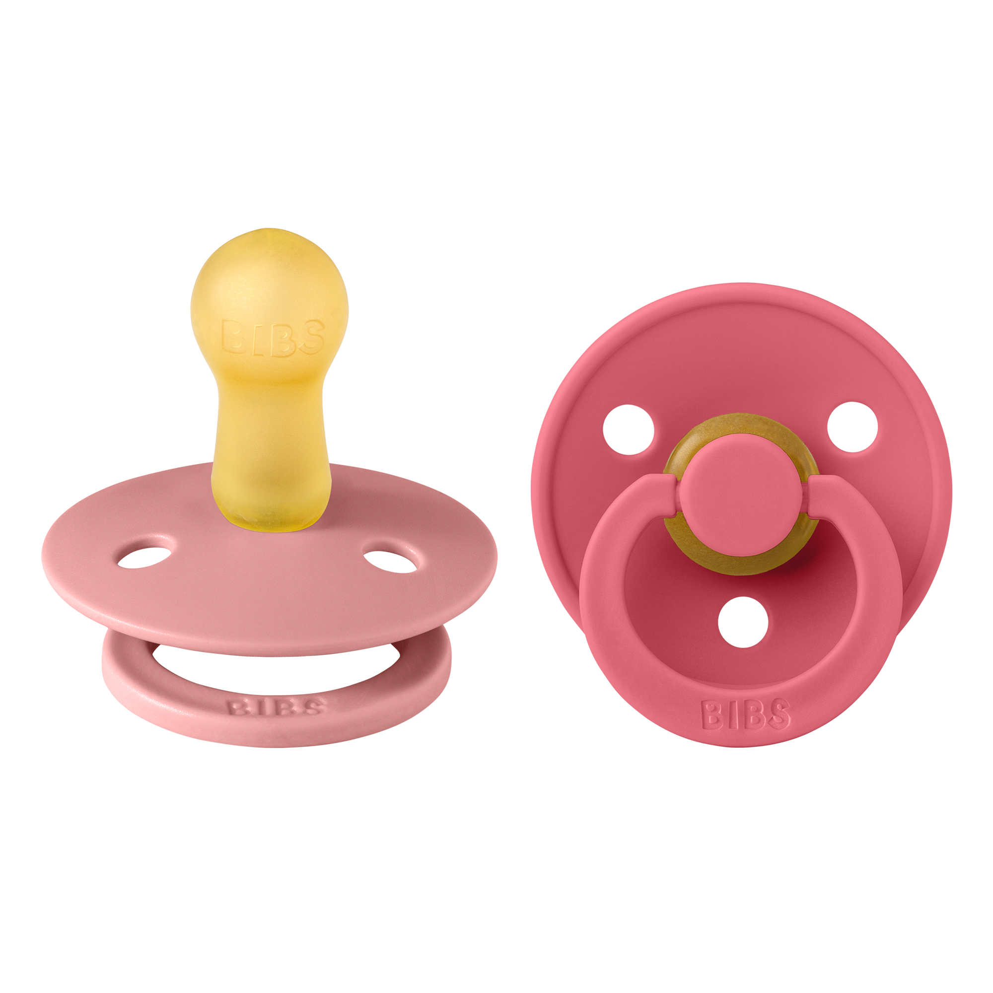 BIBS Colour Fopspeen Rond Latex Maat 2 Dusty Pink/Coral 2 stuks