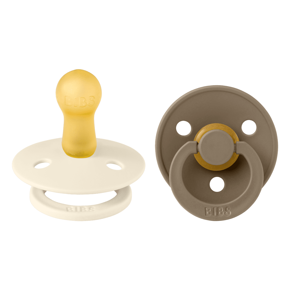 BIBS Colour Fopspeen Rond Latex Maat 2 Ivory/Dark Oak 2 stuks