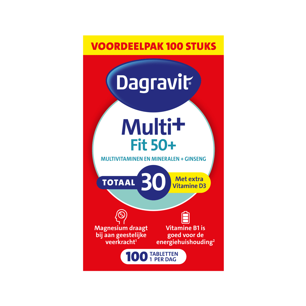 Dagravit Multivitaminen Fit 50+ Totaal 30 Vitamine D3 Tabletten 100 stuks