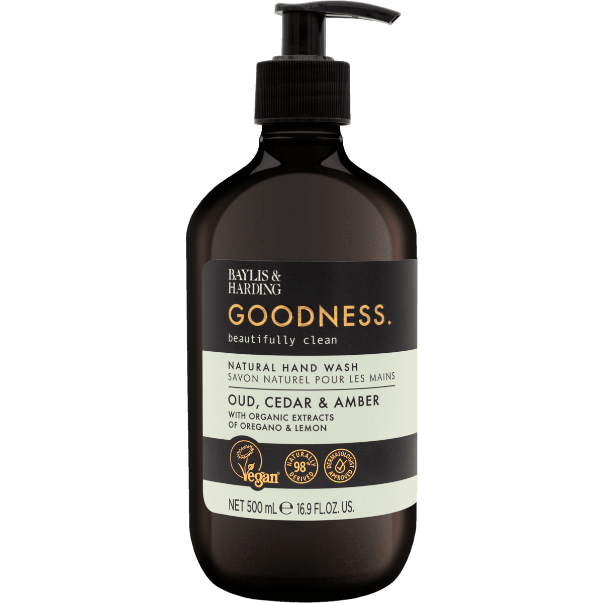 Baylis & Harding Goodness Oud, Cedar & Amber Handzeep 500 ML