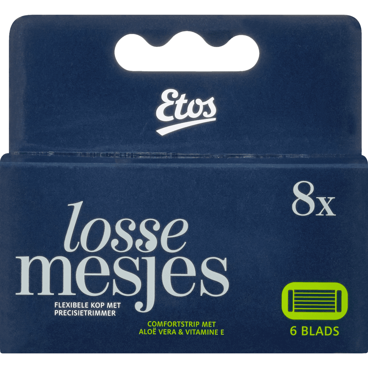 Etos 6-Blads Navulmesjes Zwart 8 stuks