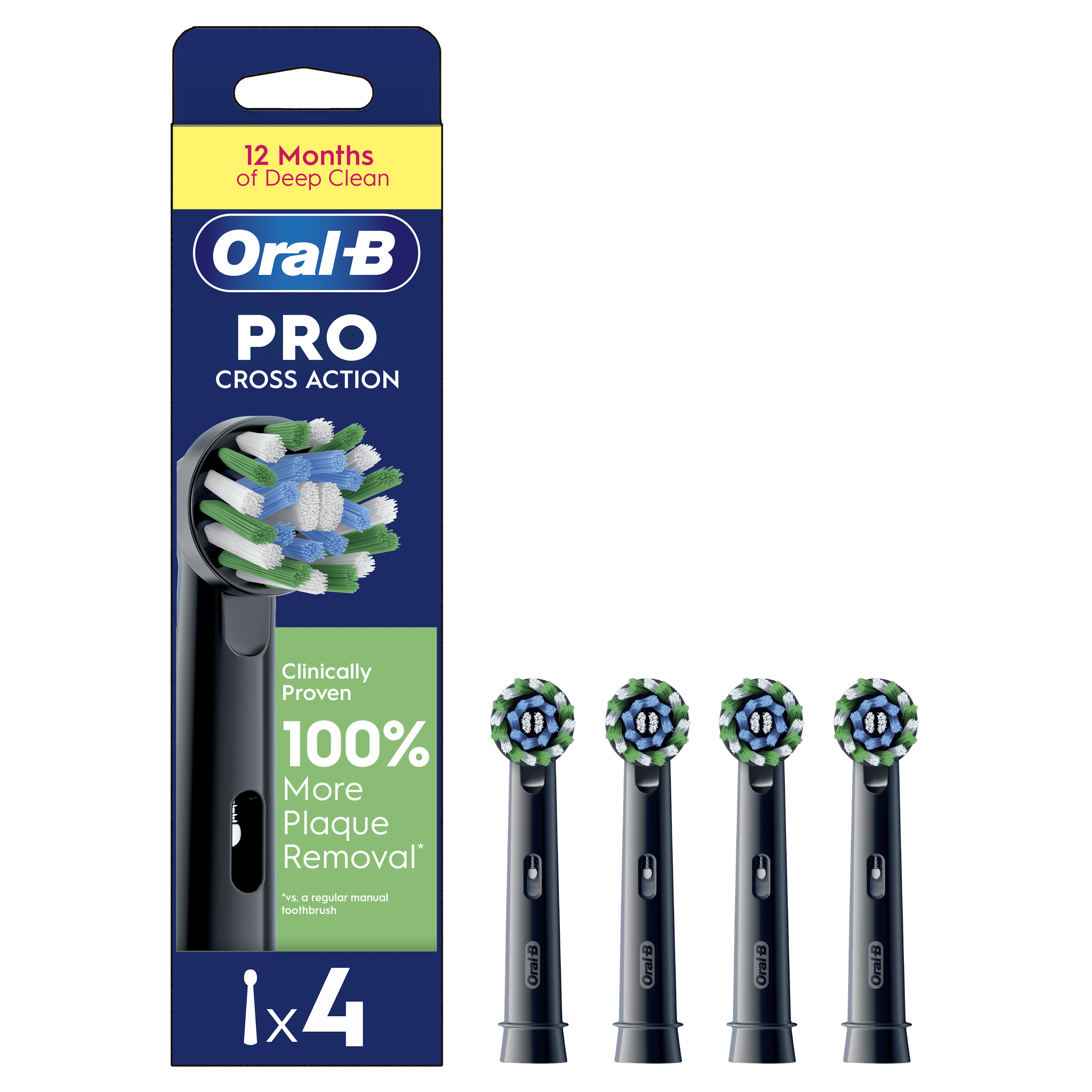 Oral-B Cross Action Opzetborstels Zwart 4 Stuks