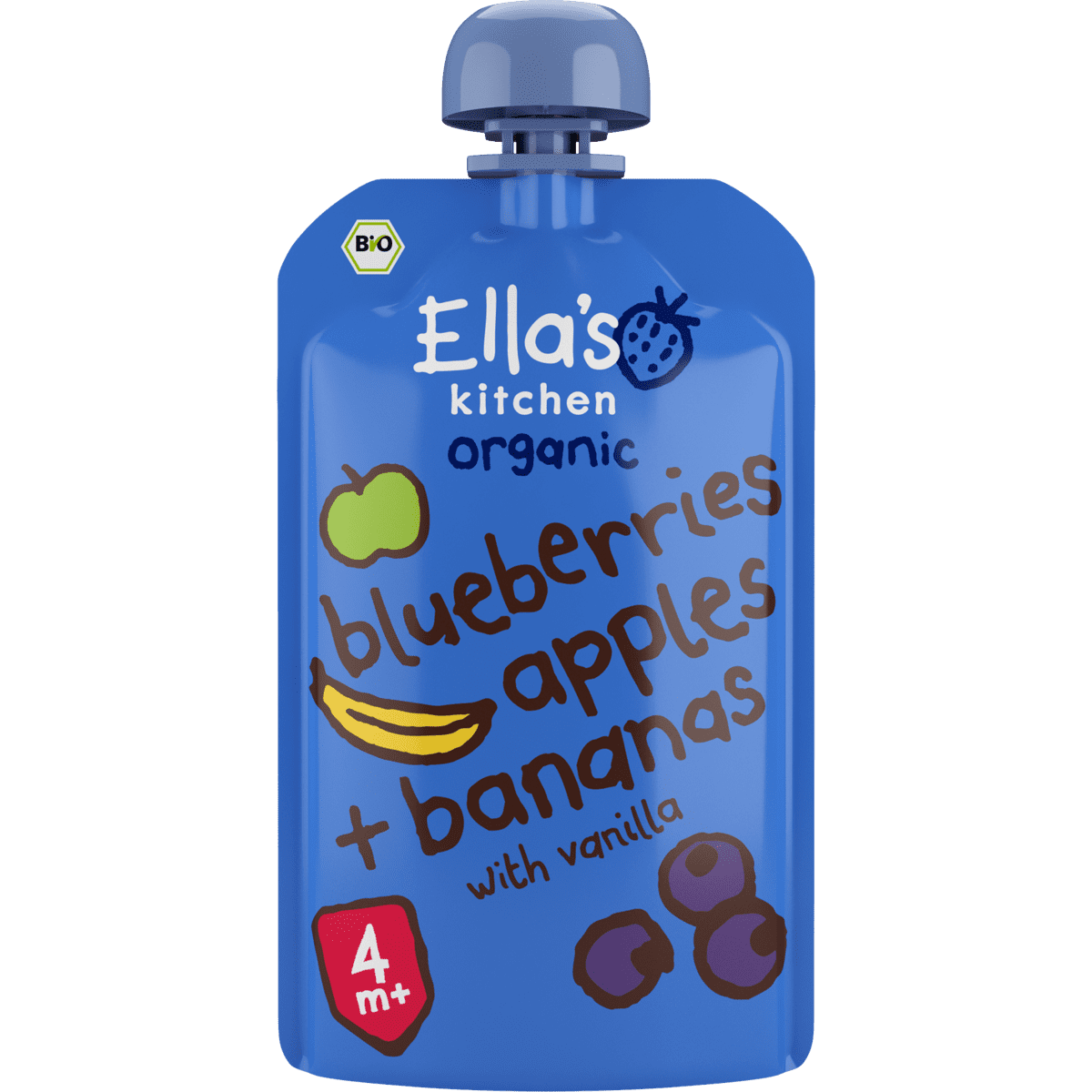 Ella's Kitchen Bio Knijpfruit Blauw Bes Appel Banaan 4+ Maanden 120 gram