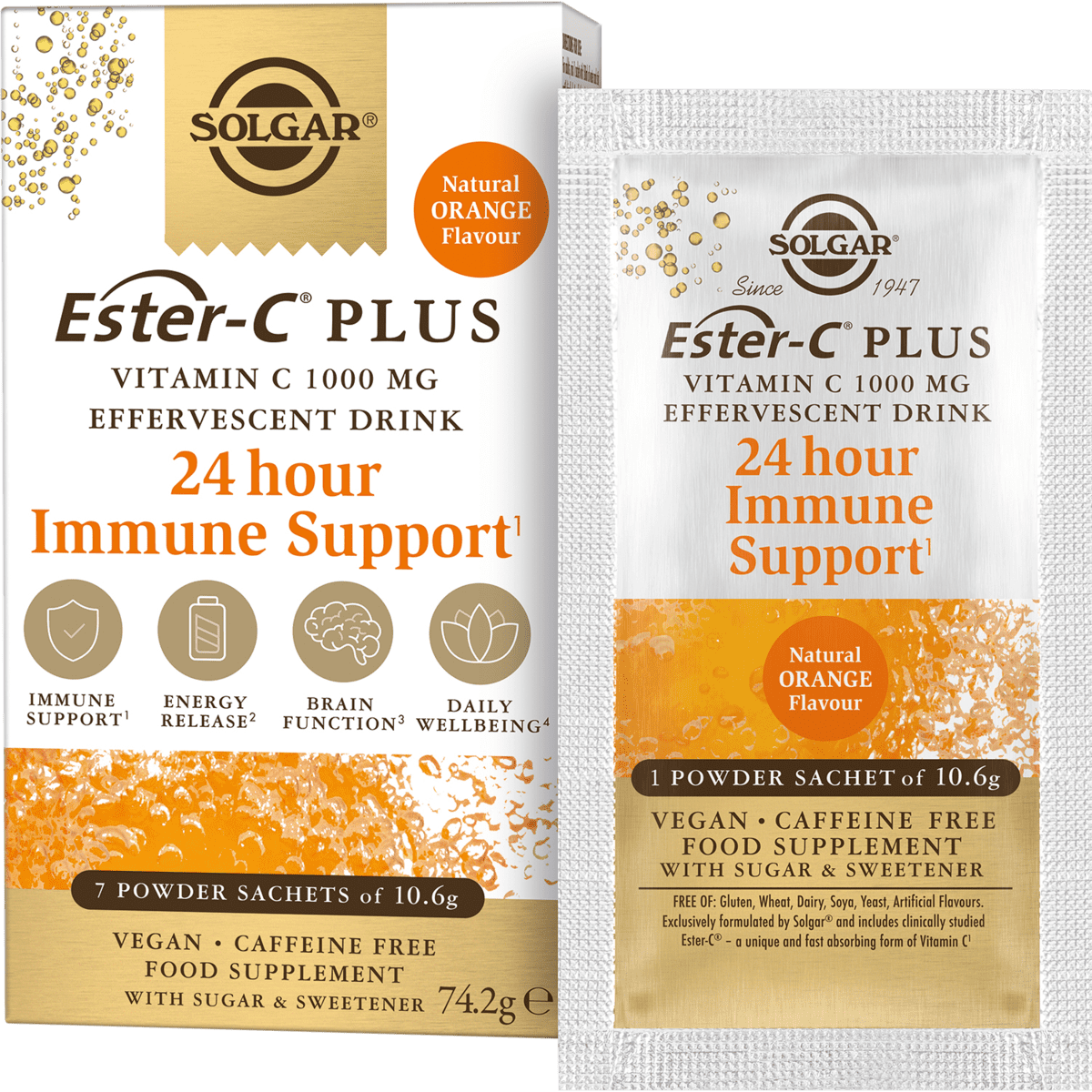 Solgar Ester-C Plus Effervescent 1000 MG Poederzakjes 7 stuks
