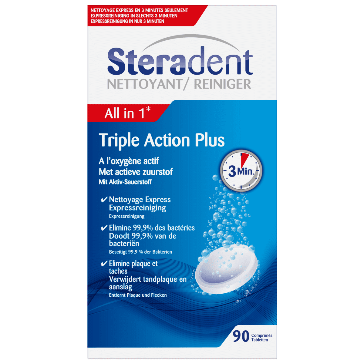 Steradent Triple Action Plus Bruistabletten 90 stuks