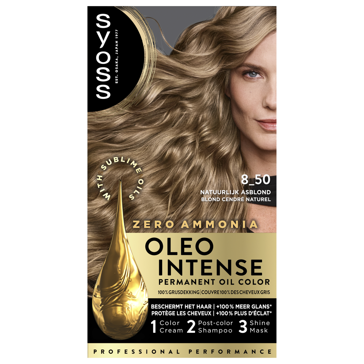 Syoss Oleo Intense Permanente Haarkleuring 8-50 Natuurlijk Asblond