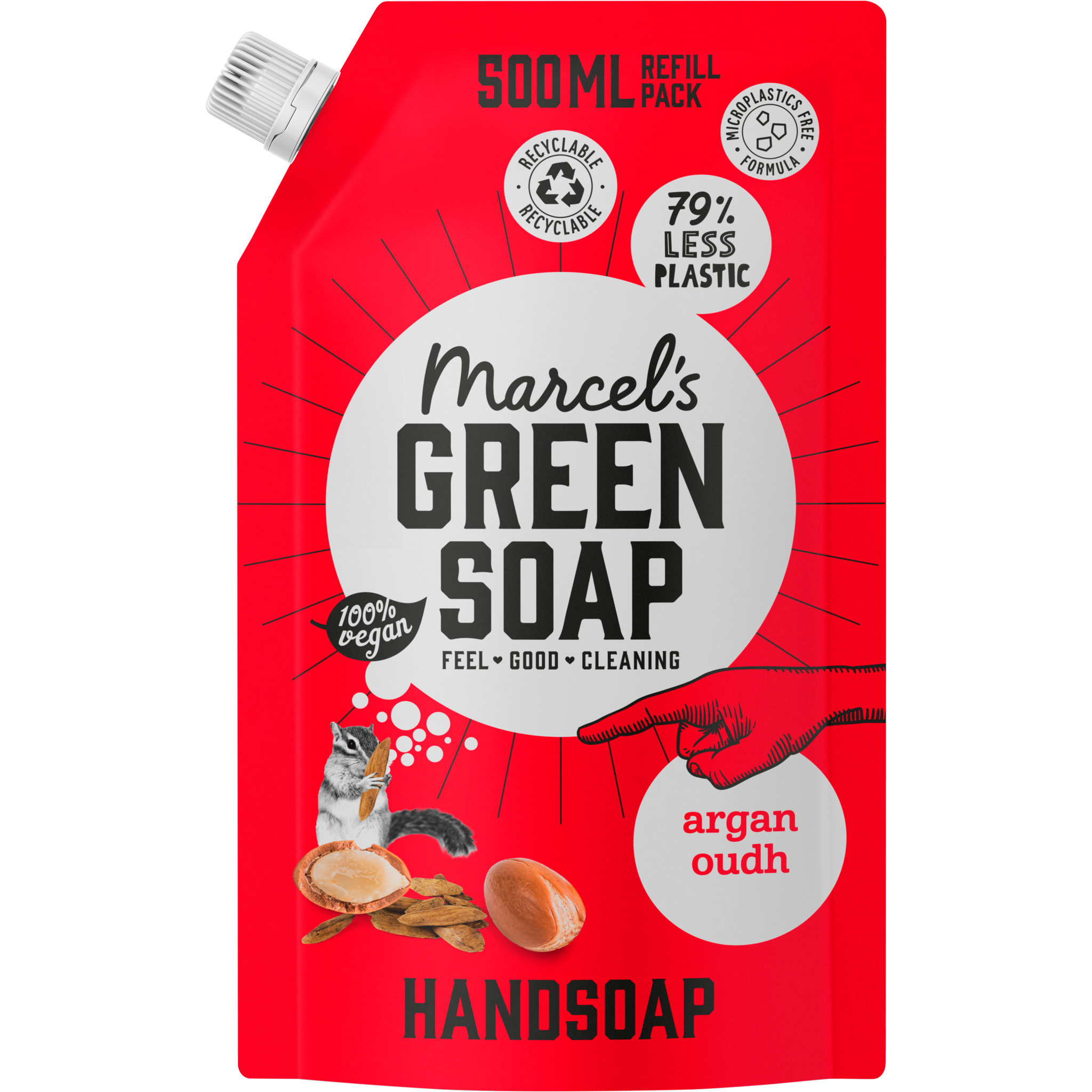 Marcel's Green Soap Argan & Oudh Handzeep Navulzak 500 ML