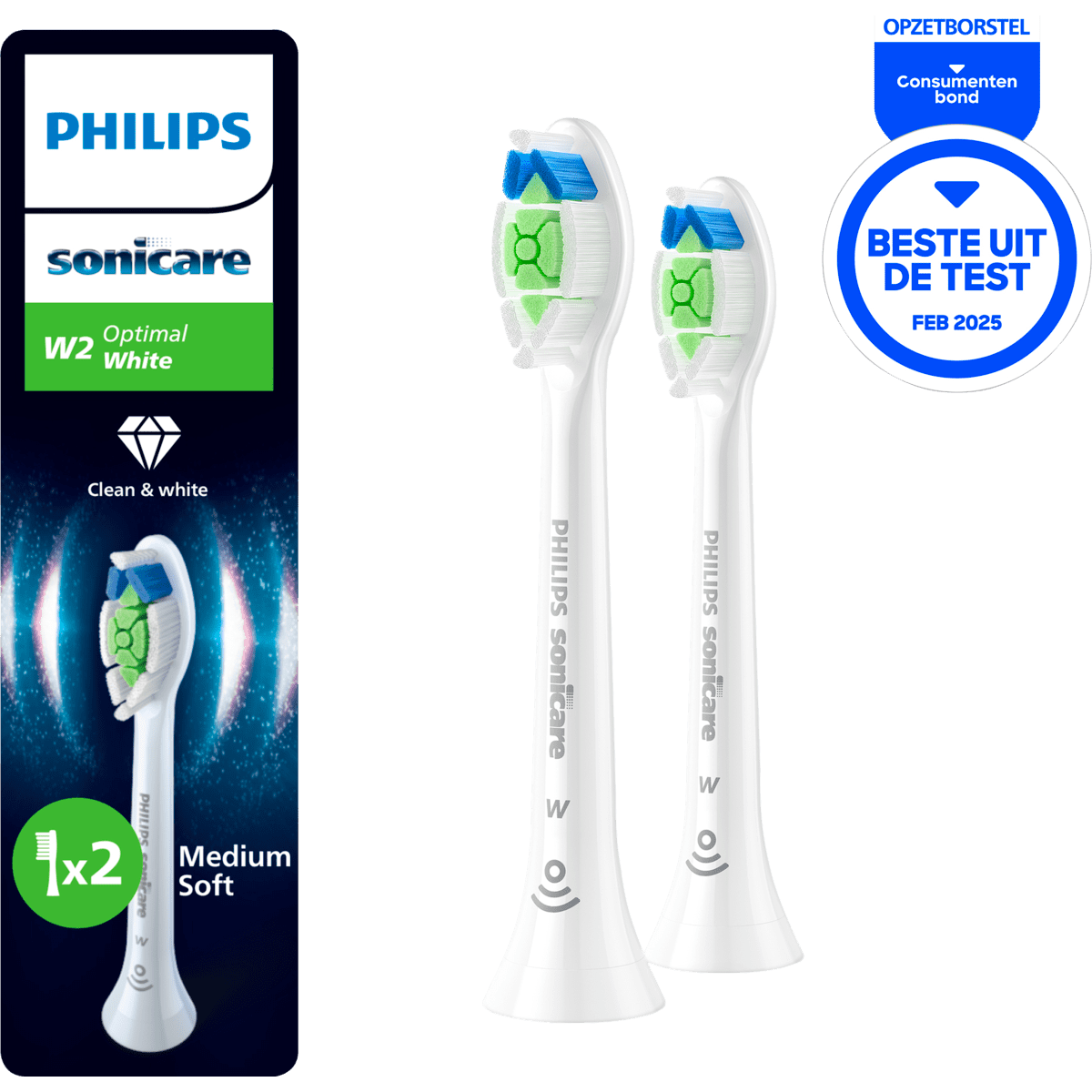 Philips Sonicare Optimal White Opzetborstels Wit HX6062/87 2 stuks